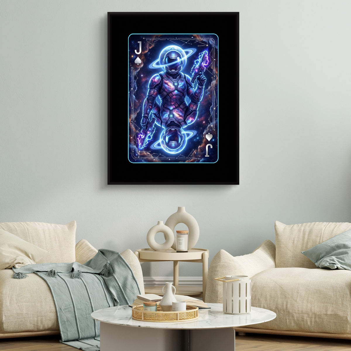 Space Jack Spades Card — space jack spades card sq white couches 1port framed black
