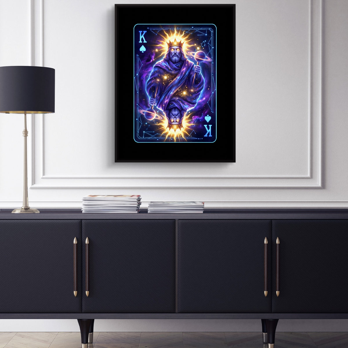 Space King Spades Card — space king spades card sq blue cabinet 1port framed black