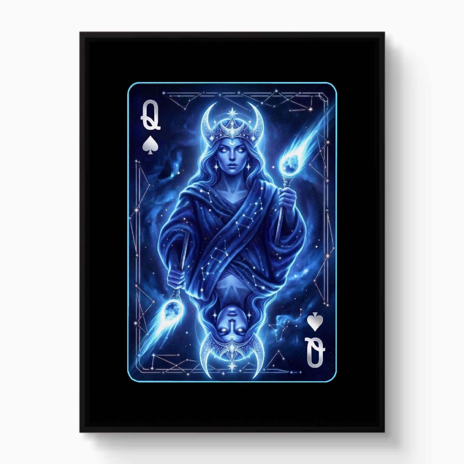 Space Queen Spades Card — space queen spades card white studio framed black