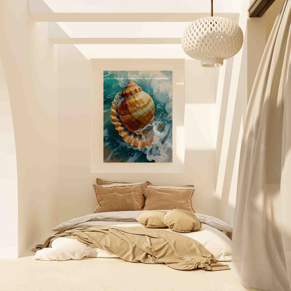 Sparkling Wave Canvas | Beach Seashell Art