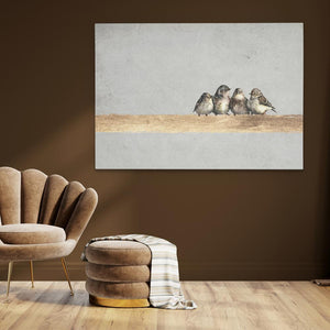 Sparrows On A Golden Twig - Luxury Wall Art