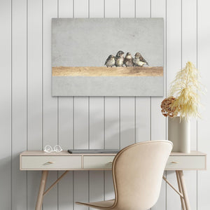 Sparrows On A Golden Twig - Luxury Wall Art