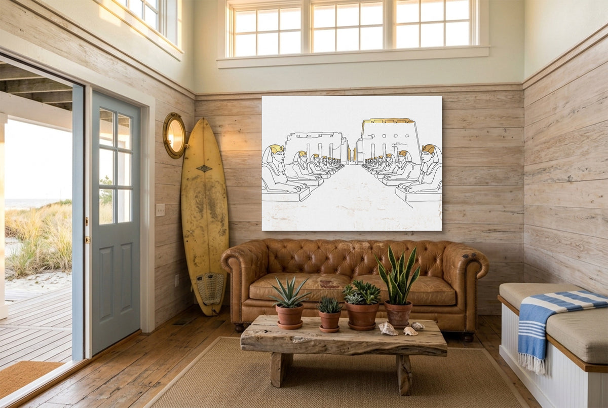 Sphinxes Temple Avenue — sphinxes temple avenue living room with couch 3 1land flush print
