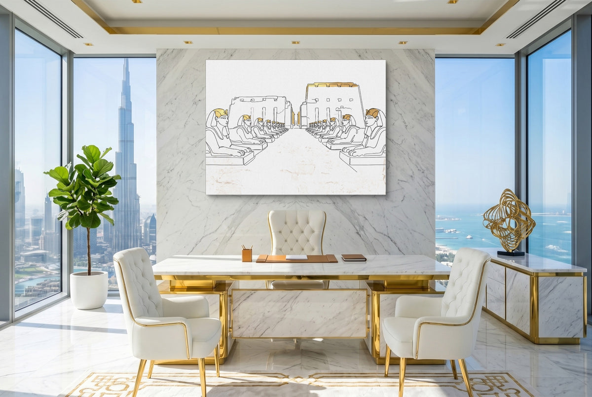 Sphinxes Temple Avenue — sphinxes temple avenue office with city view 2 1land flush print