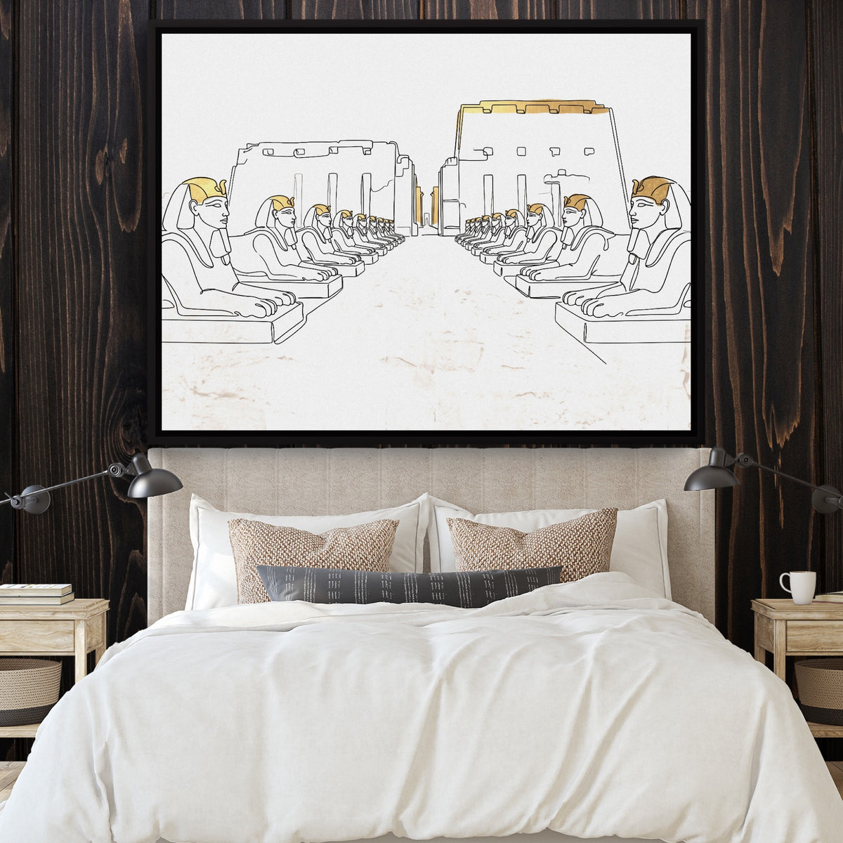 Sphinxes Temple Avenue — sphinxes temple avenue sq bedroom with wood walls 1land framed black