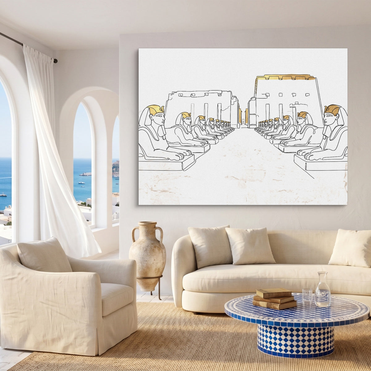 Sphinxes Temple Avenue — sphinxes temple avenue sq coast living room 1land flush print