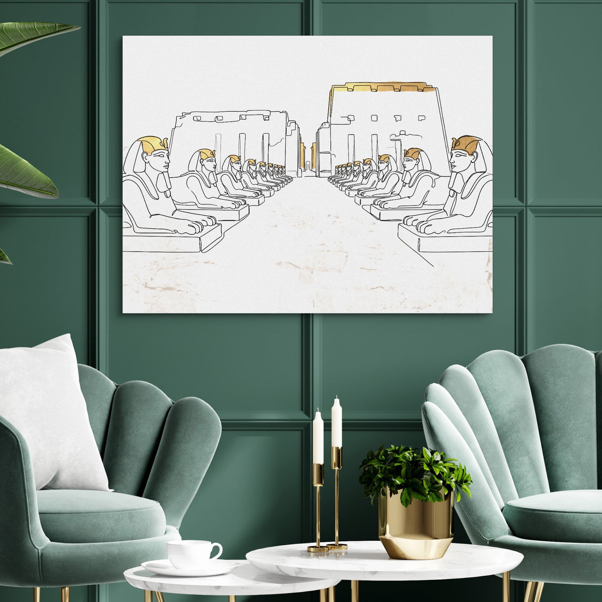 Sphinxes Temple Avenue — sphinxes temple avenue sq green luxury rom 1land flush print