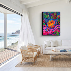 Spiny Ocean Orb — spiny ocean orb sq malibu beach 1port framed black