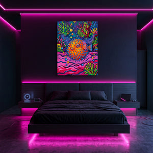 Spiny Ocean Orb — spiny ocean orb sq pink neon room 1port flush print