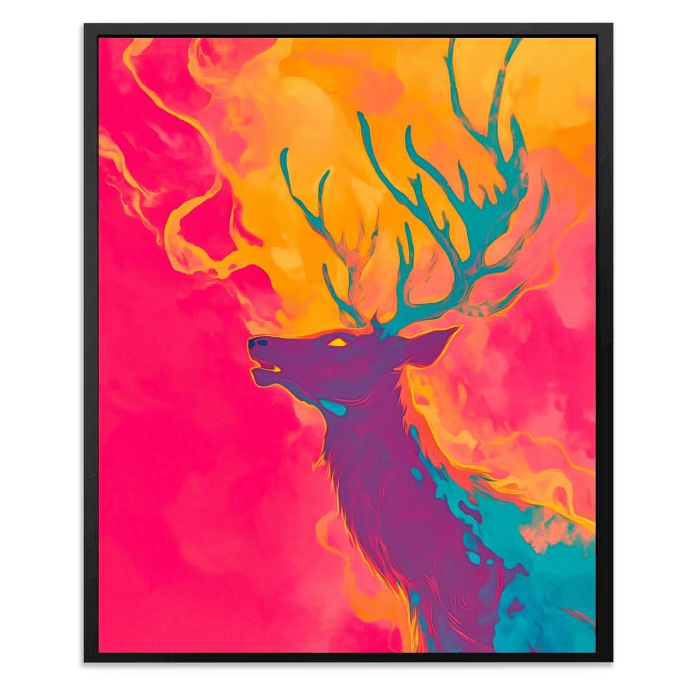 Spirit of the Inferno - Deer Canvas Wall Art