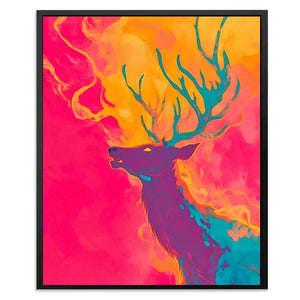 Spirit of the Inferno - Deer Canvas Wall Art