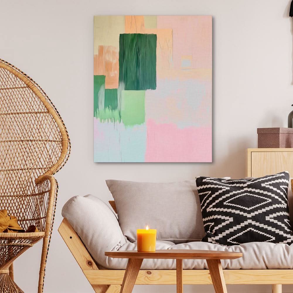 Spring Minimalism - Pastel Green and Gold Canvas Print