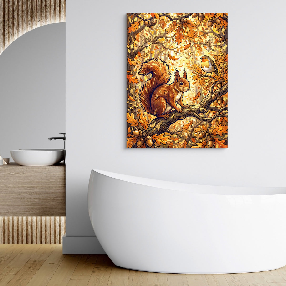 Squirrel Autumn Branch — squirrel autumn branch sq bathroom hotel 1port flush print