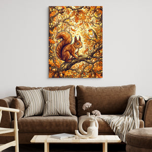 Squirrel Autumn Branch — squirrel autumn branch sq brown couch 1port flush print