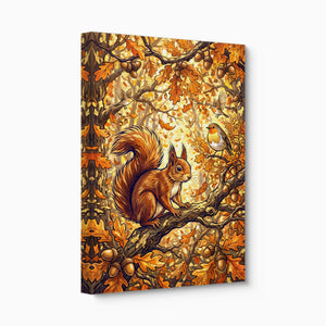 Squirrel Autumn Branch — squirrel autumn branch angled flush print