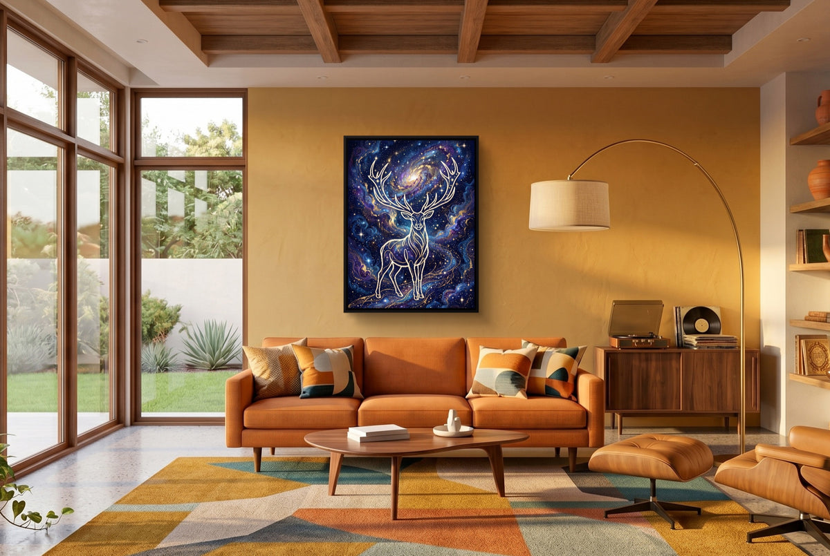 Stag Cosmic Glow — stag cosmic glow living room interior space 1port framed black