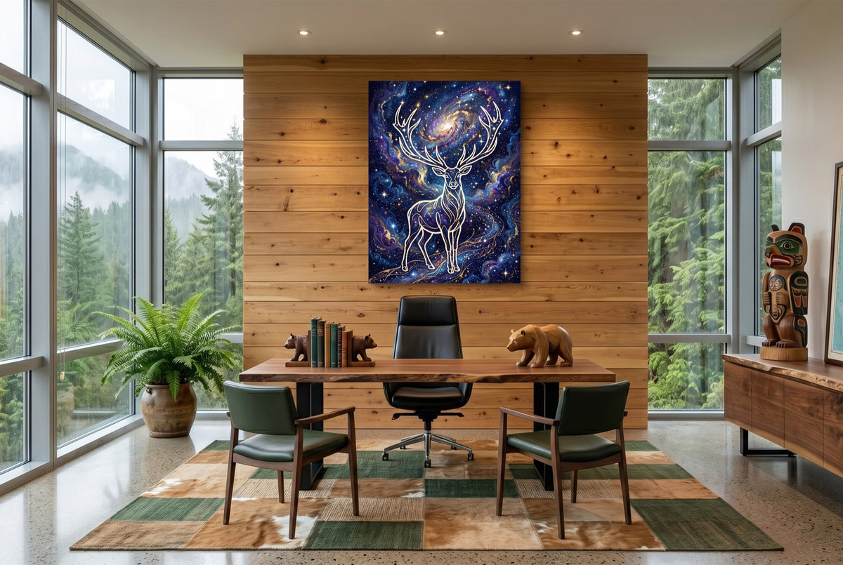 Stag Cosmic Glow — stag cosmic glow office with wooden desk 1port flush print