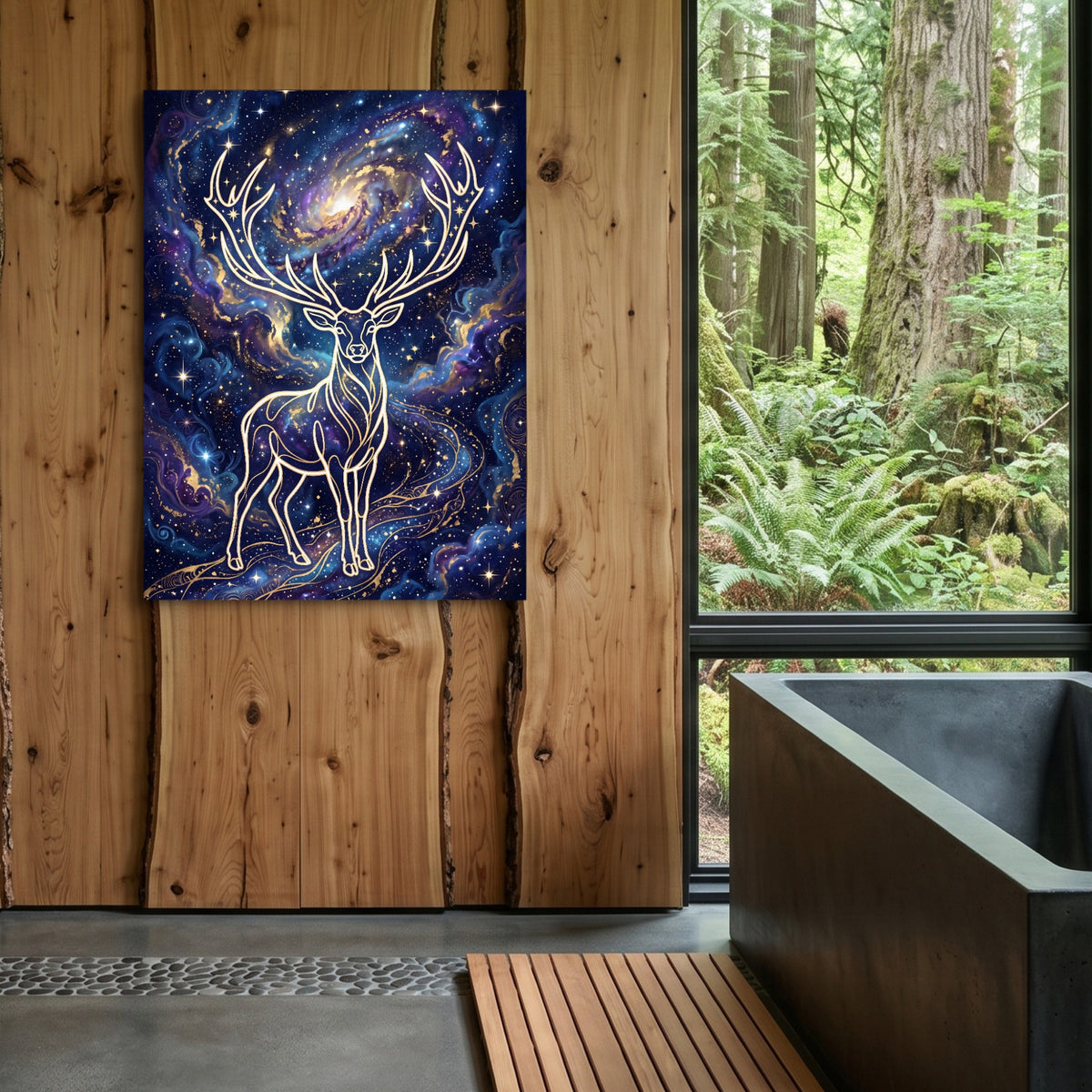 Stag Cosmic Glow — stag cosmic glow sq outdoor bathroom log 1port flush print