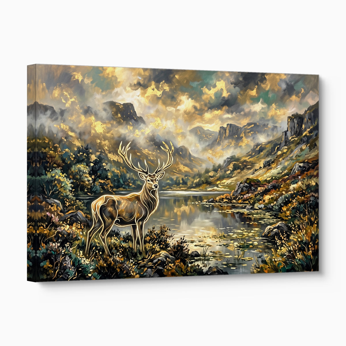 Stag Golden Lake — stag golden lake angled flush print