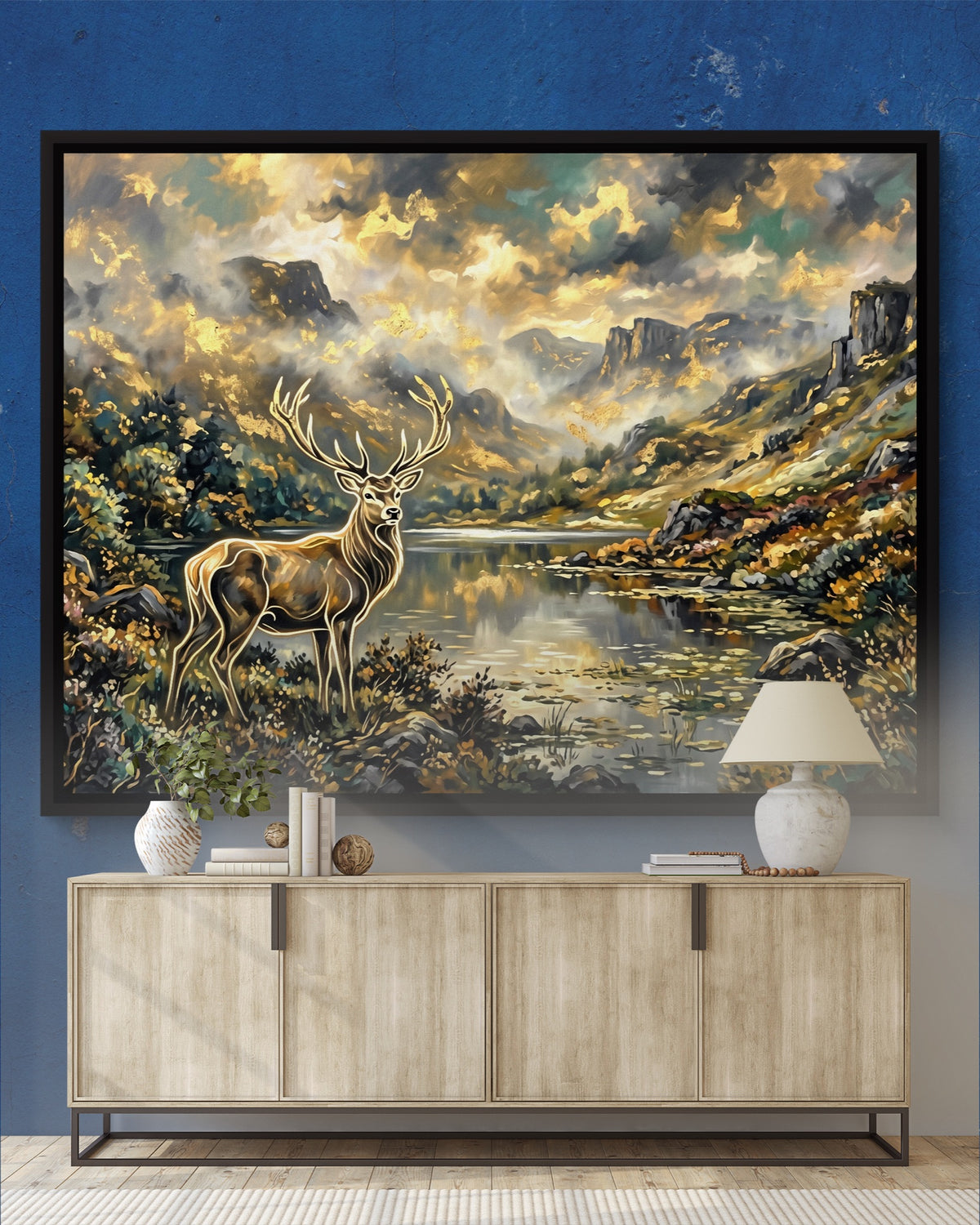 Stag Golden Lake — stag golden lake psd royal blue console 1land framed black