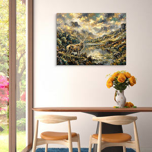 Stag Golden Lake — stag golden lake sq floral dining room 1land flush print