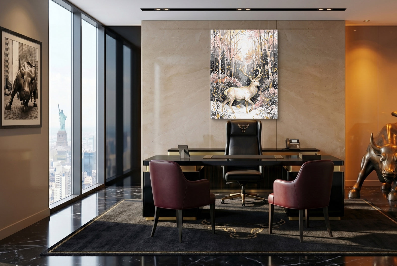 Stag Winter Glow — stag winter glow white studio framed black