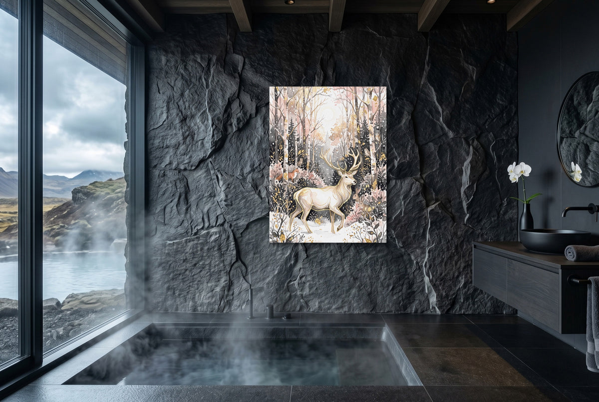 Stag Winter Glow — stag winter glow small bathroom with window 1port flush print