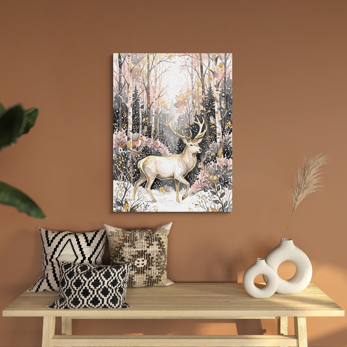 Stag Winter Glow — stag winter glow sq bench wall 1port flush print