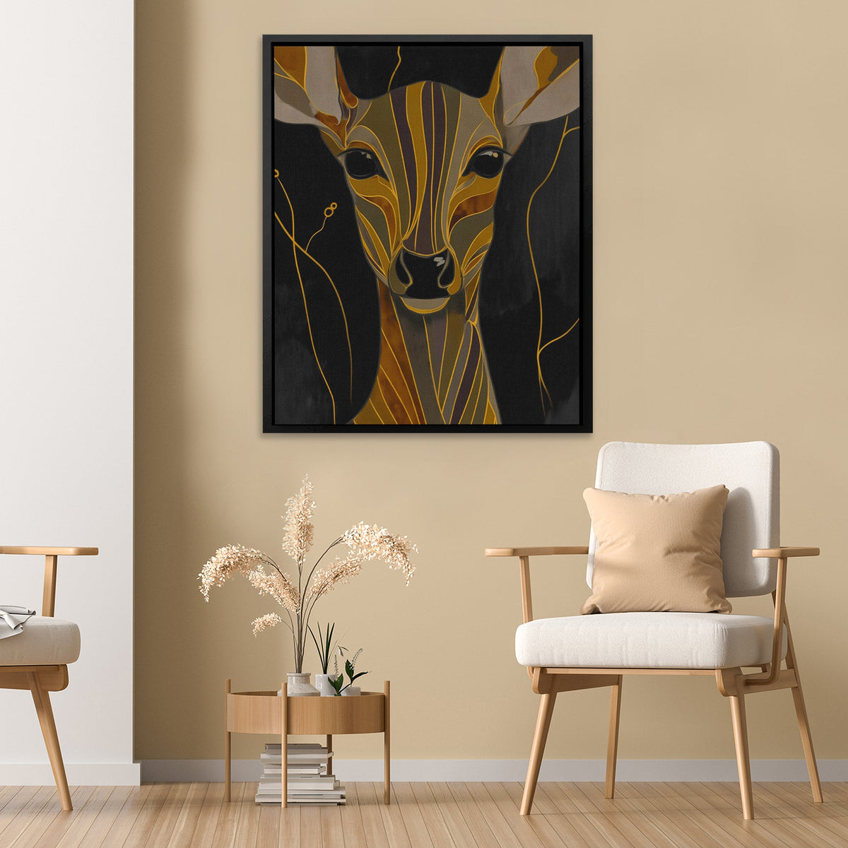 Stag's Amber Crown - Luxury Wall Art