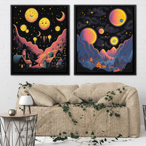 Starry Moon Cities (2) Set - Luxury Wall Art