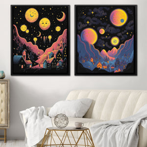 Starry Moon Cities (2) Set - Luxury Wall Art