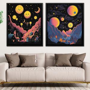 Starry Moon Cities (2) Set - Luxury Wall Art