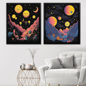 Starry Moon Cities (2) Set - Luxury Wall Art