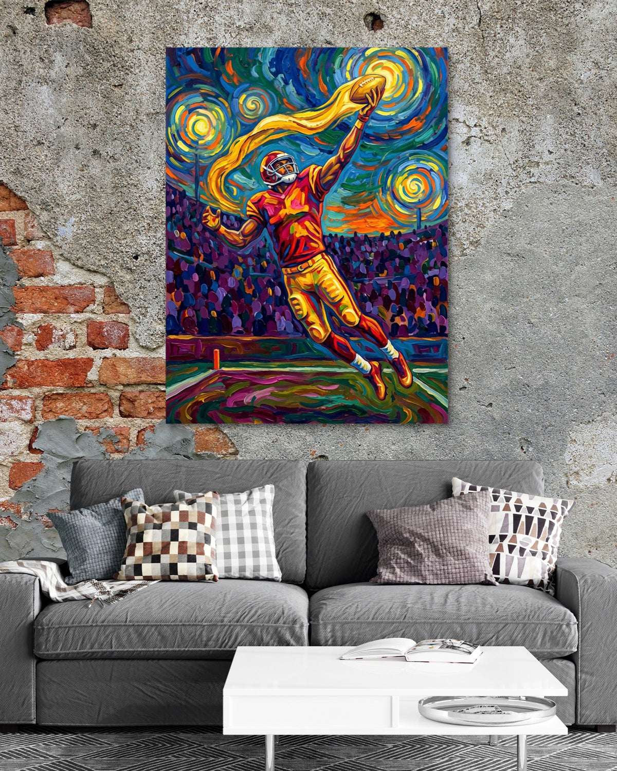 Starry Night Catch — starry night catch psd exposed brick grey couch 1port flush print