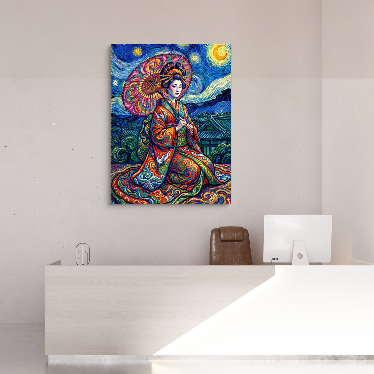 Starry Night Geisha - Luxury Wall Art
