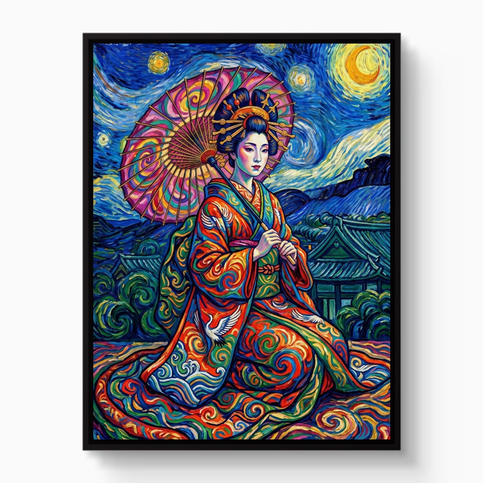 Starry Night Geisha - Luxury Wall Art