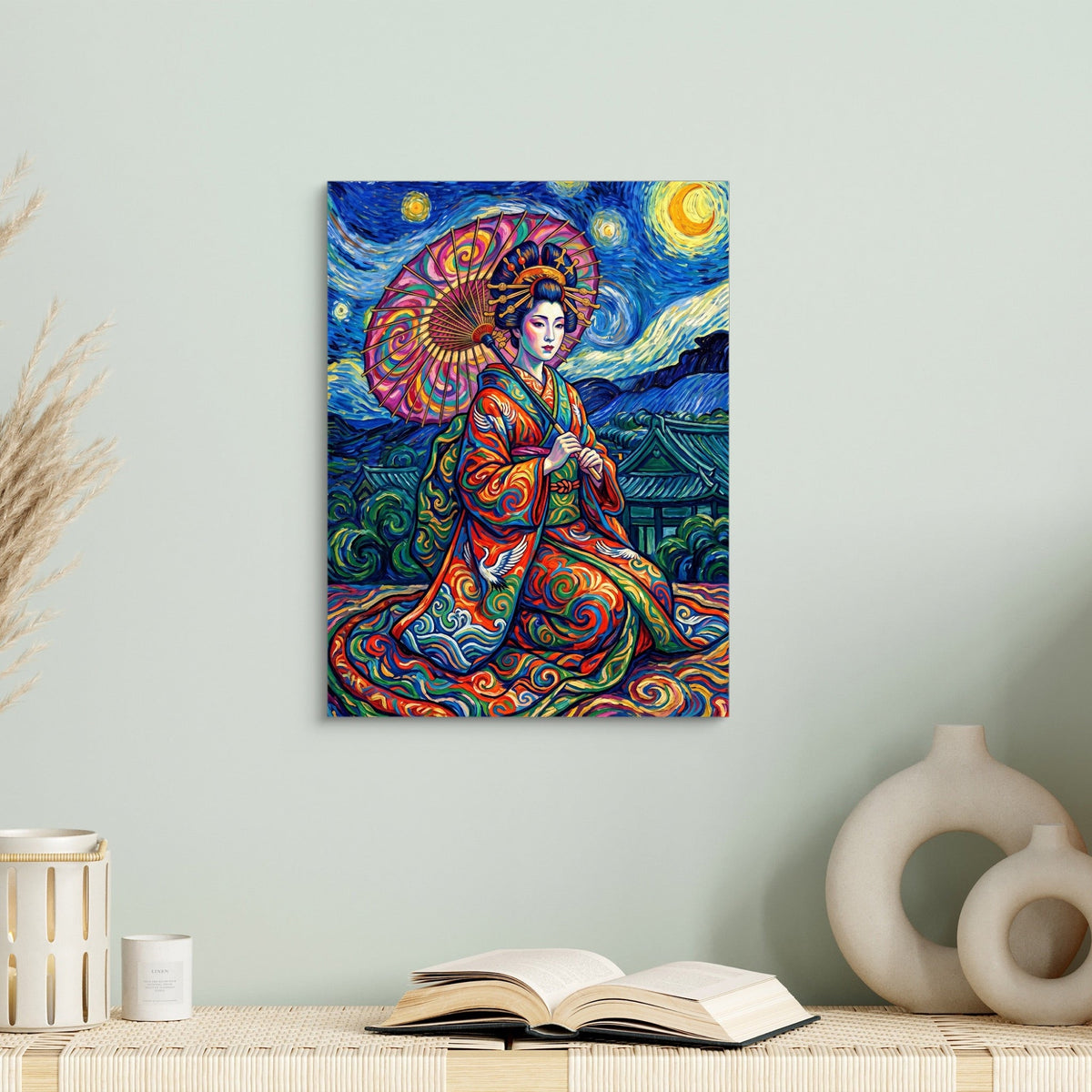 Starry Night Geisha - Luxury Wall Art