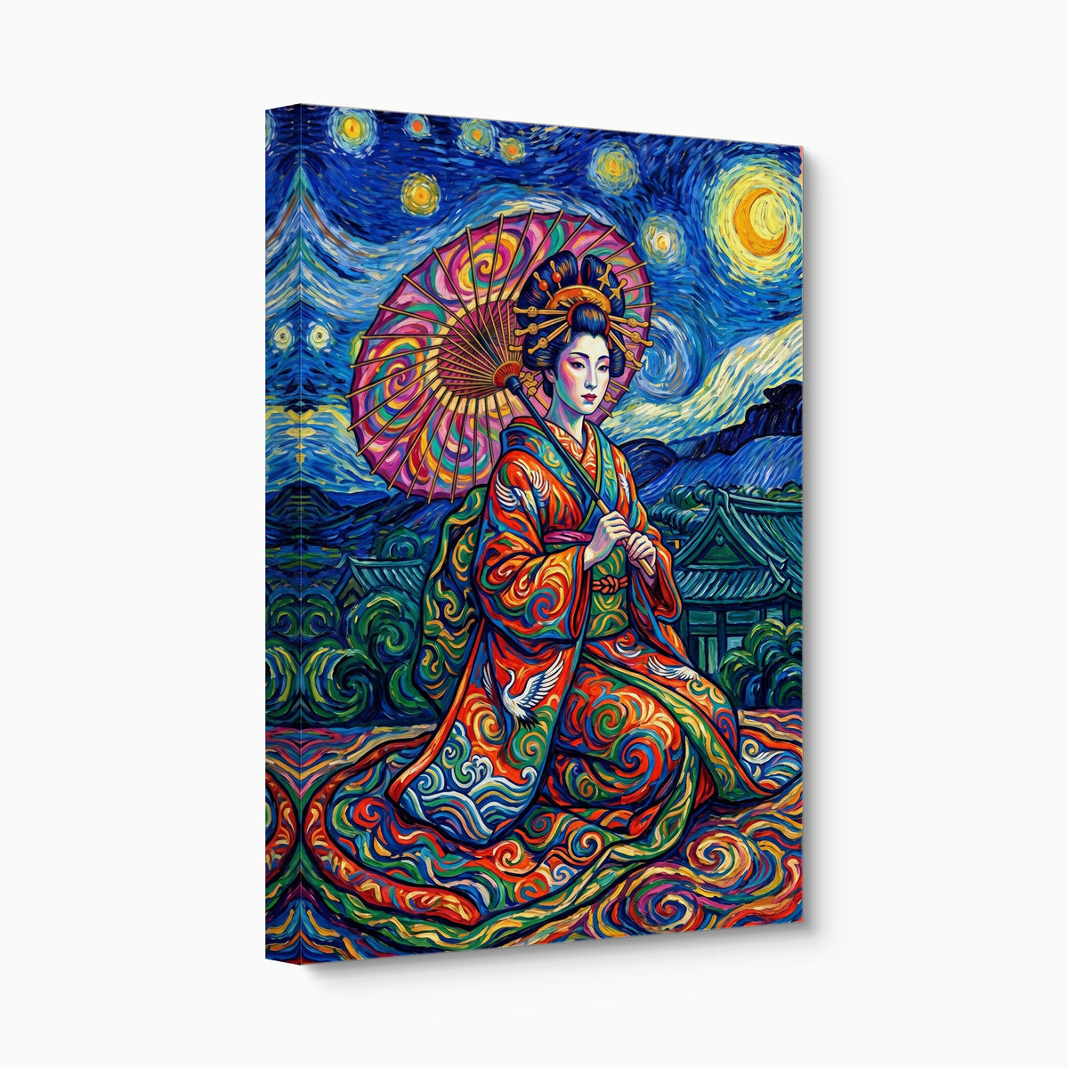 Starry Night Geisha — starry night geisha angled flush print