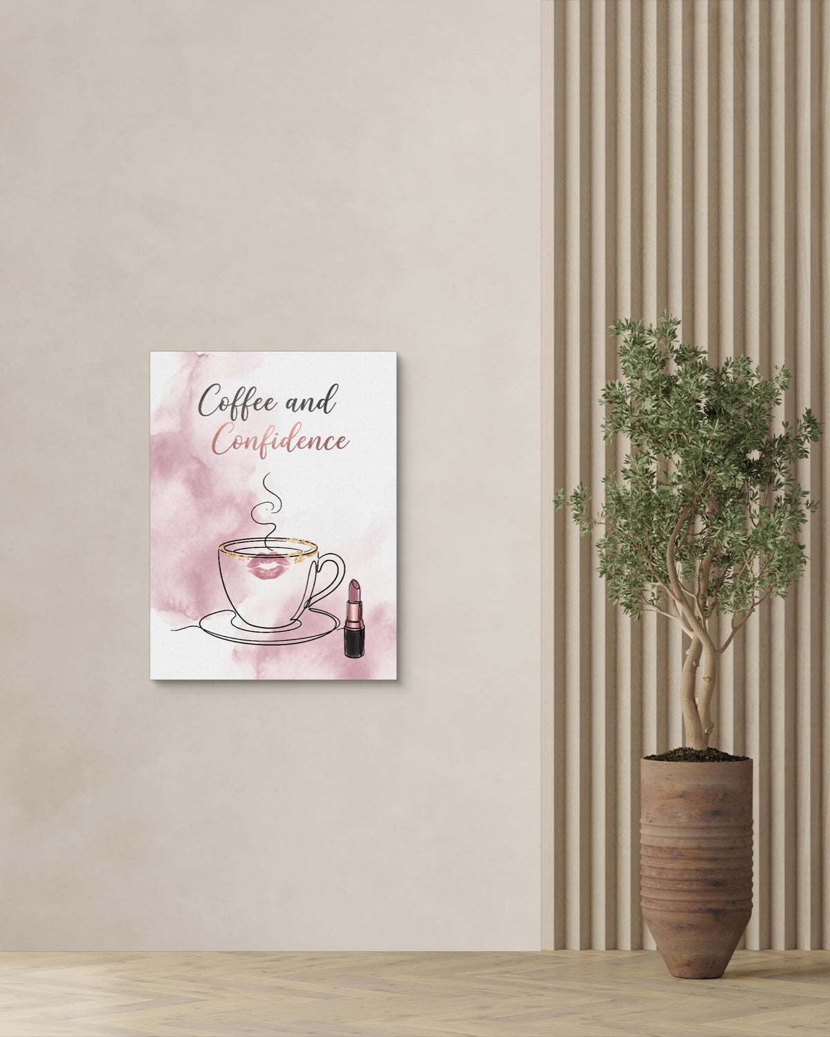 Steaming Coffee Confidence — steaming coffee confidence psd plant wall right 1port flush print