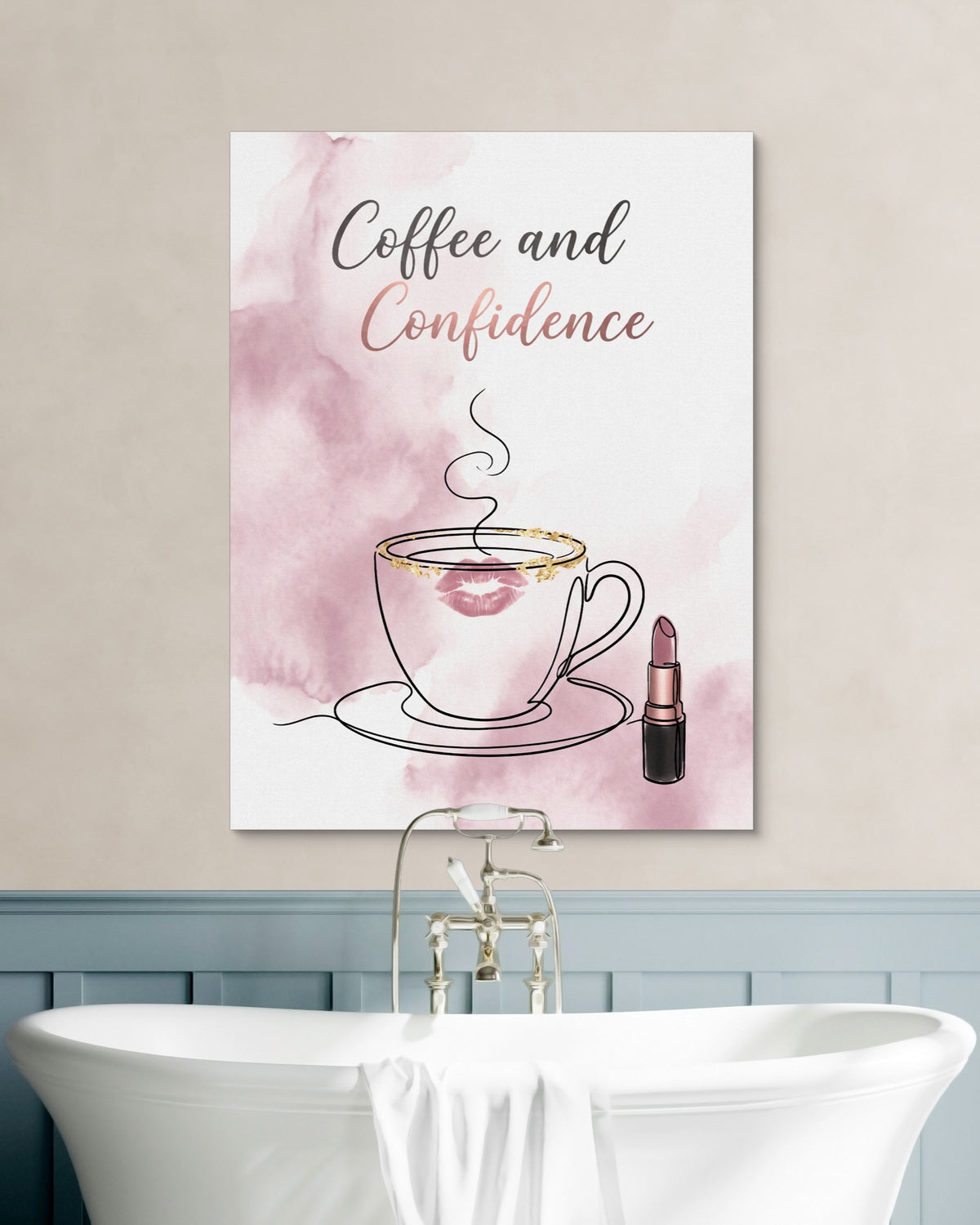 Steaming Coffee Confidence — steaming coffee confidence psd white wall green bath 1port flush print