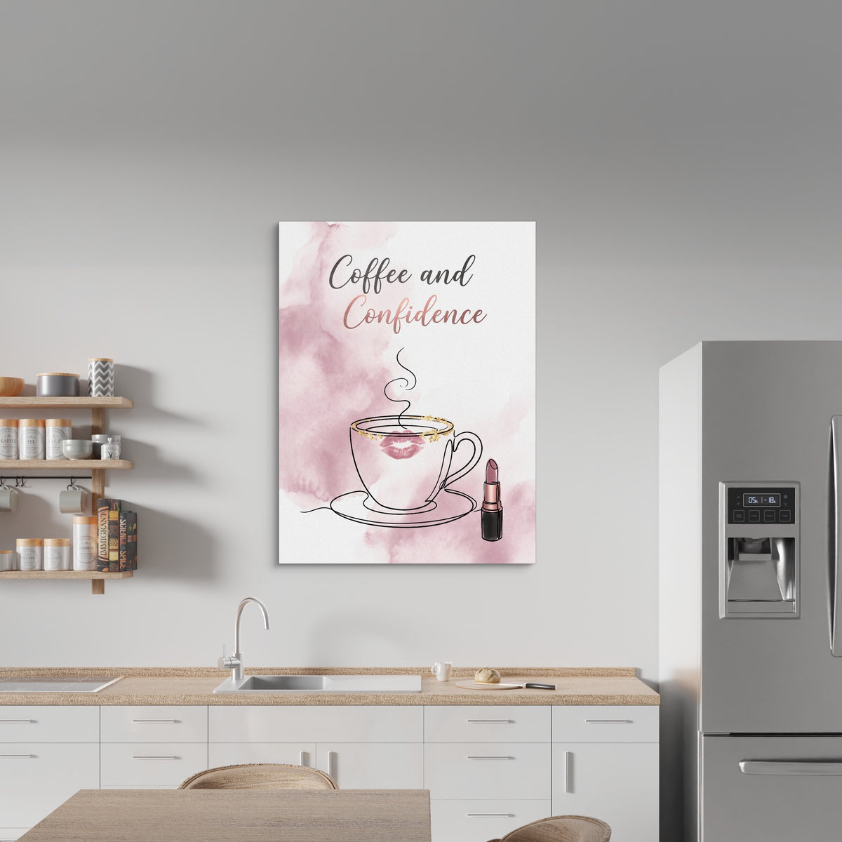 Steaming Coffee Confidence — steaming coffee confidence sq kitchen wall 1port flush print