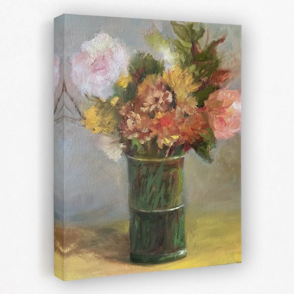 Still Life with Green Vase - Denise Cousineau Canvas Wall Art