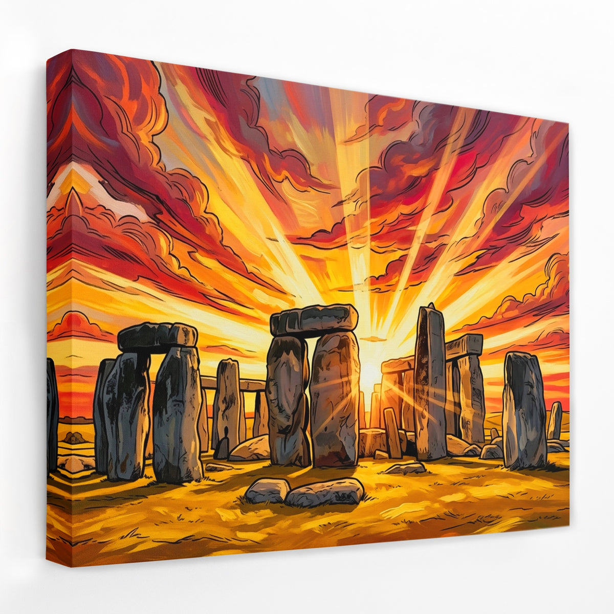 Stonehenge Blazing Sunset — Stonehenge Blazing Sunset Landscape   Side View   Mirror Wrap 208