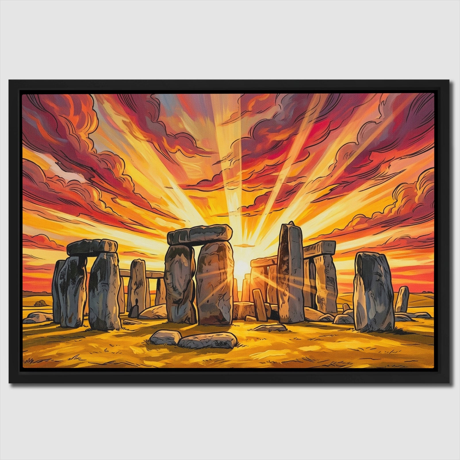 Stonehenge Blazing Sunset canvas wall art