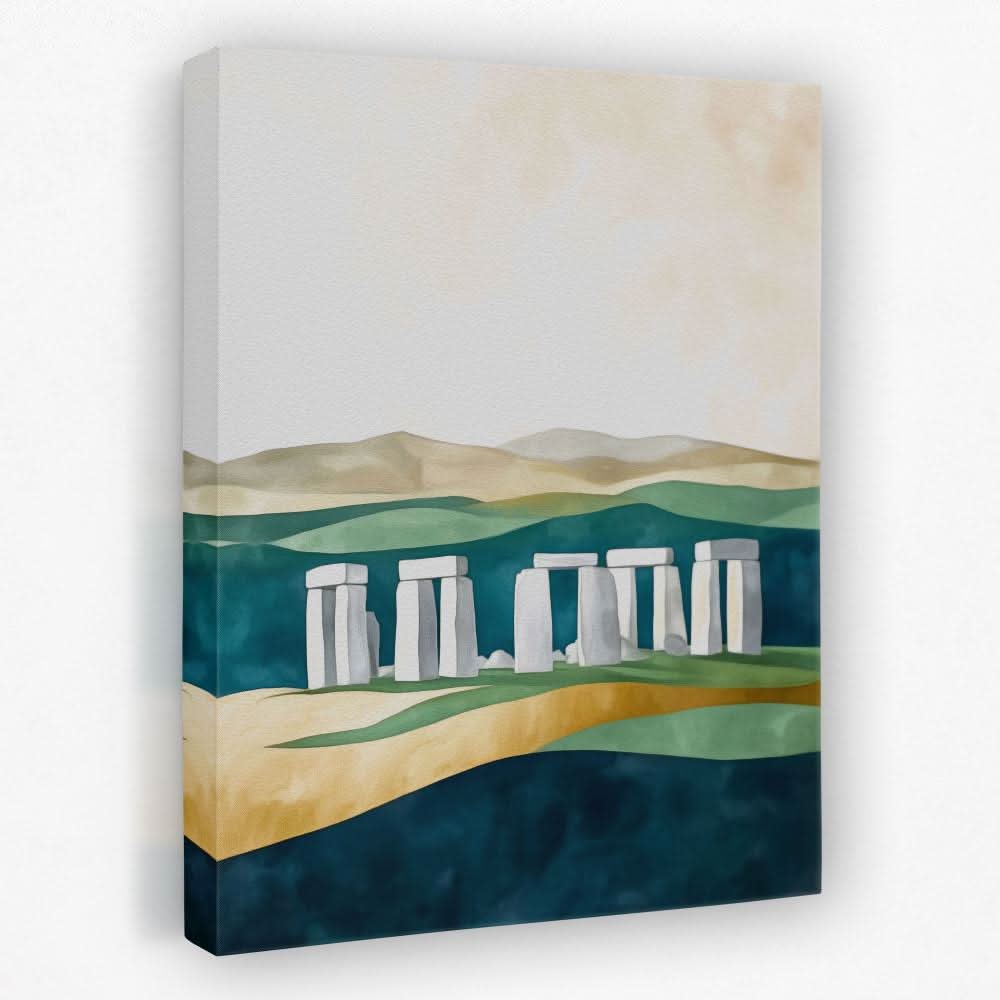 Stonehenge Under Soft Skies - Architecture Canvas Wall Art