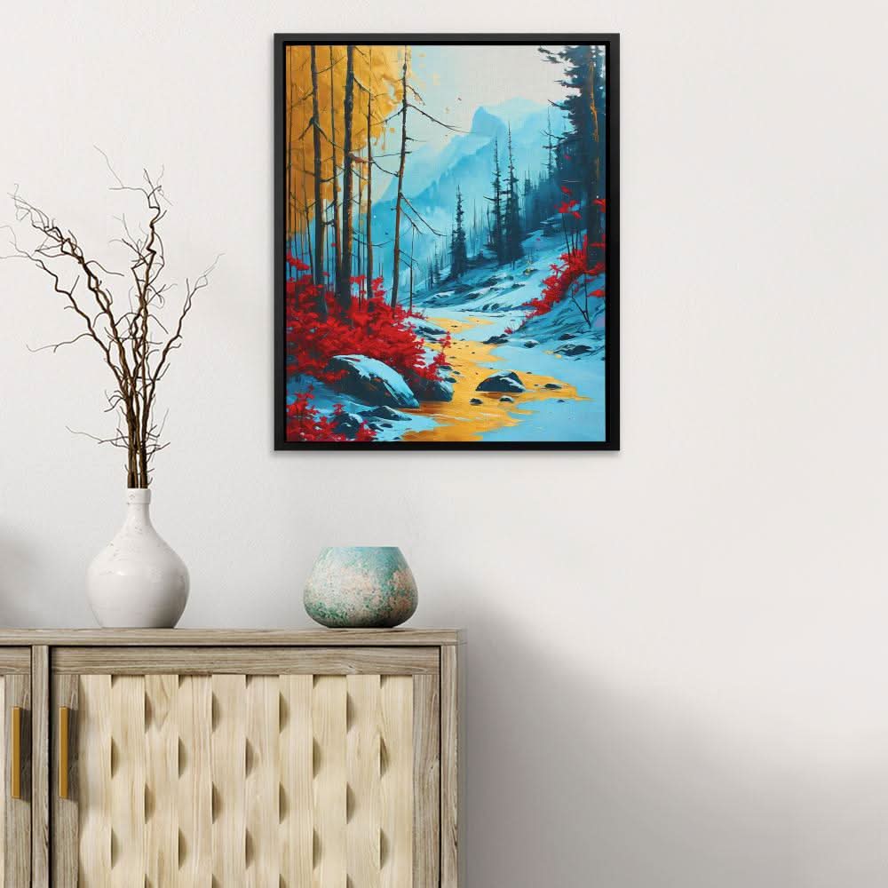 Streams of Gold - Gold Light Blue Canvas Print