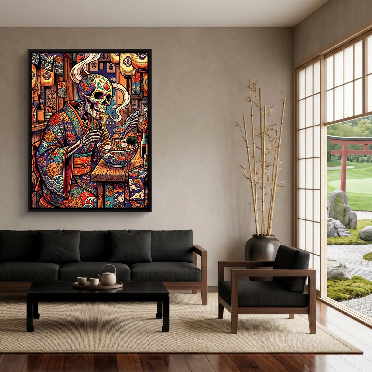 Sugar Skull Ramen — sugar skull ramen sq japanese garden 1port framed black