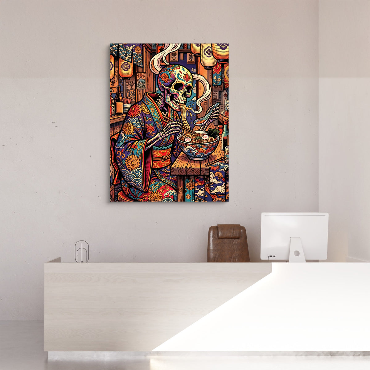 Sugar Skull Ramen — sugar skull ramen sq reception desk 1port flush print