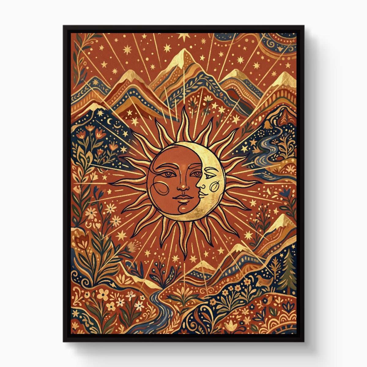 Sun Moon Harmony — sun moon harmony white studio framed black
