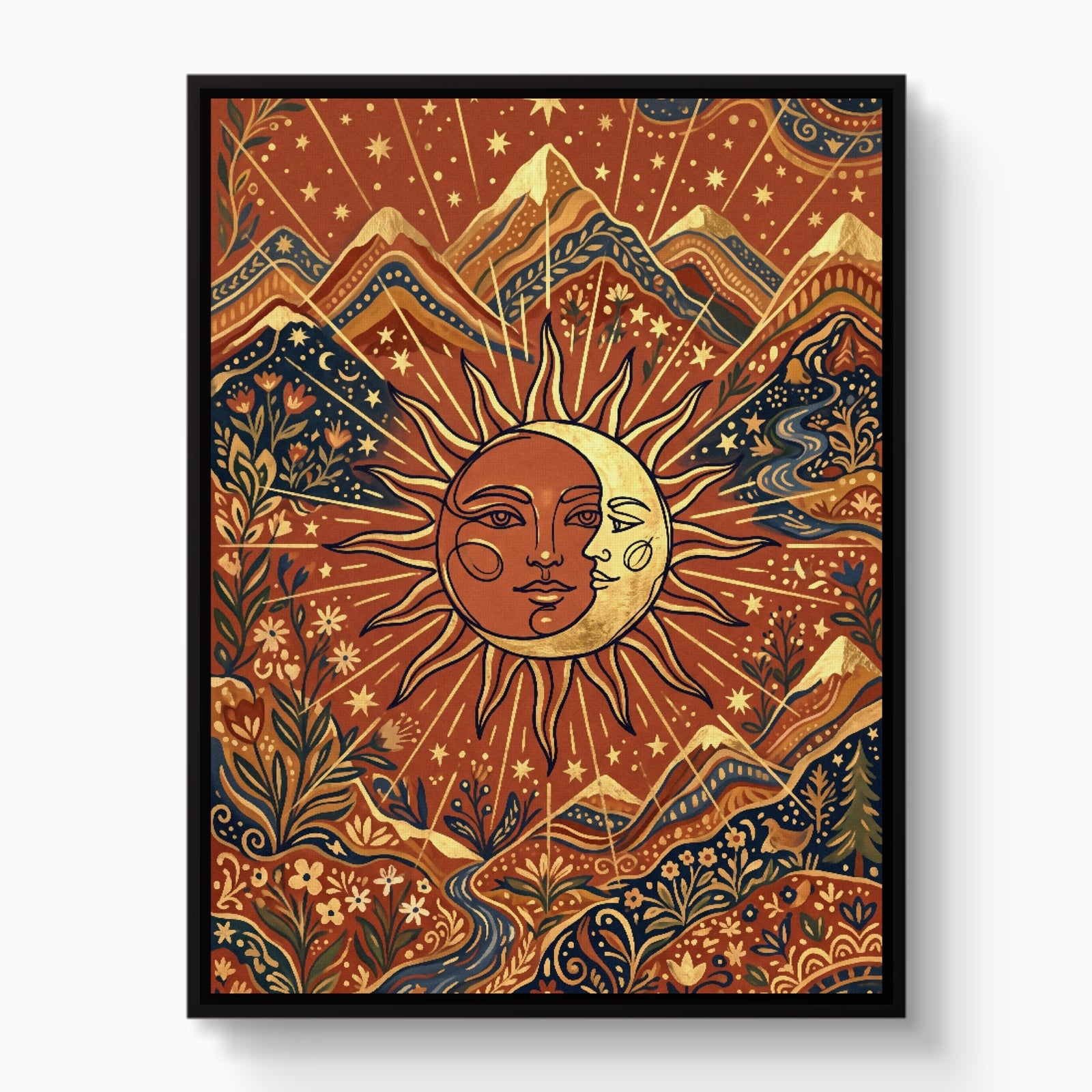 Sun Moon Harmony — sun moon harmony white studio framed black